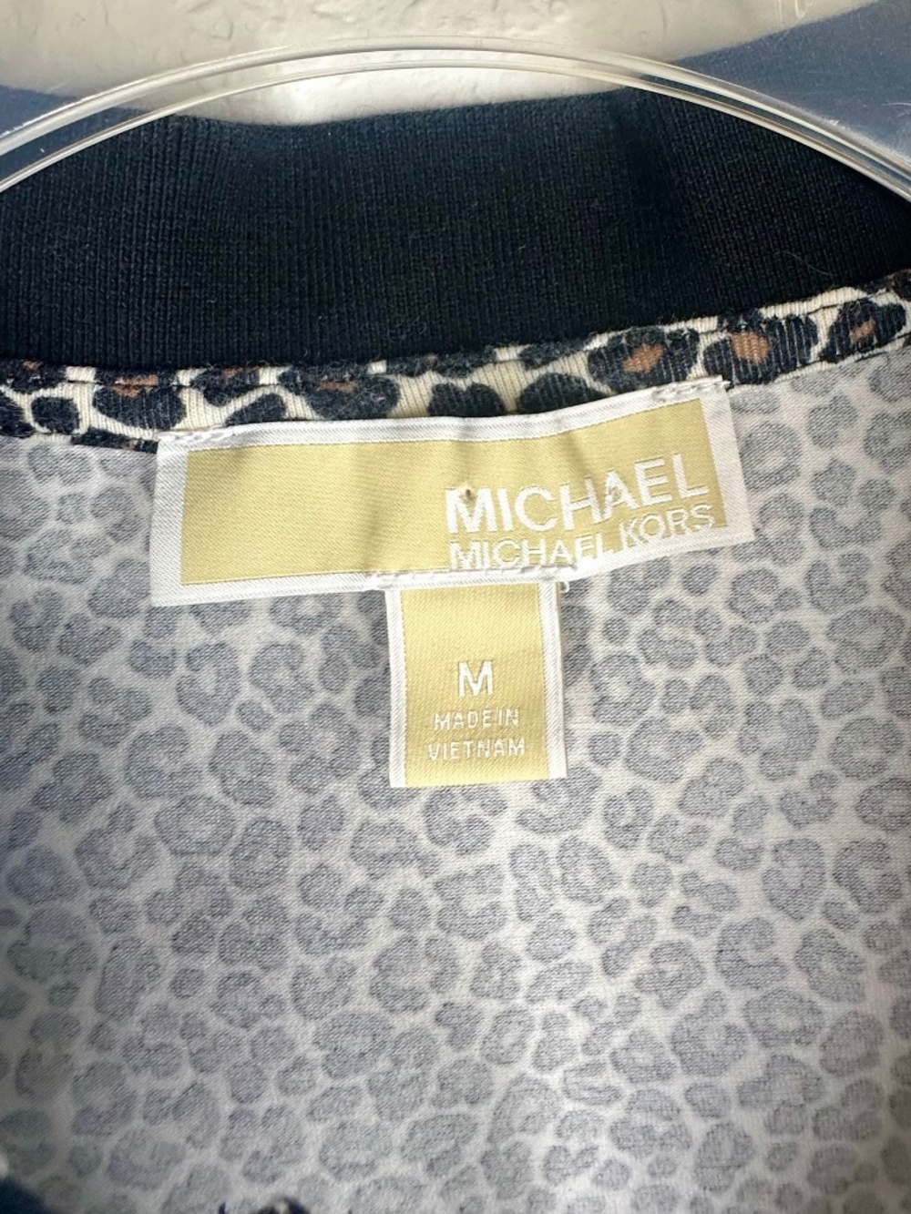 Michael Kors Woman's Leopard Print Zip Front Polo Shirt, Size M - Picture 7 of 10
